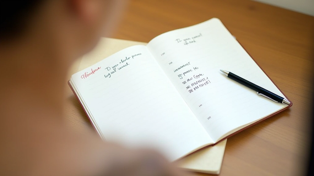 Handgeschreven notitieboekje met dagelijks ritme schema en notities