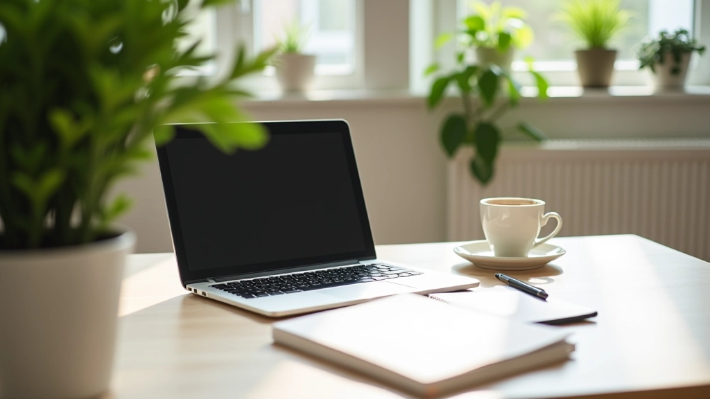 Moderne werkplek met laptop en notities