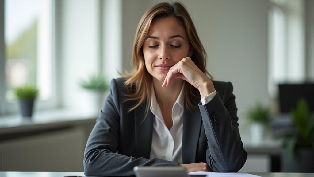 Persoon doet humming-oefening in rustige werkruimte