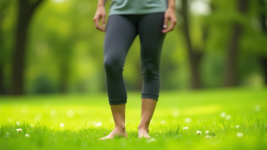 Persoon doet grounding oefening buiten in natuur