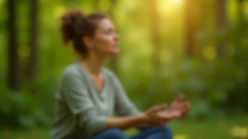 Persoon doet mindfulness oefening in stille natuuromgeving