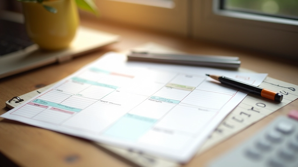 Agenda op bureau met gekleurde markeringen en gestructureerde weekplanning